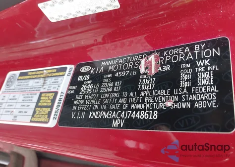 2018 Kia Sportage Lx from USA, damaged, VIN KNDPM3AC4J7448618